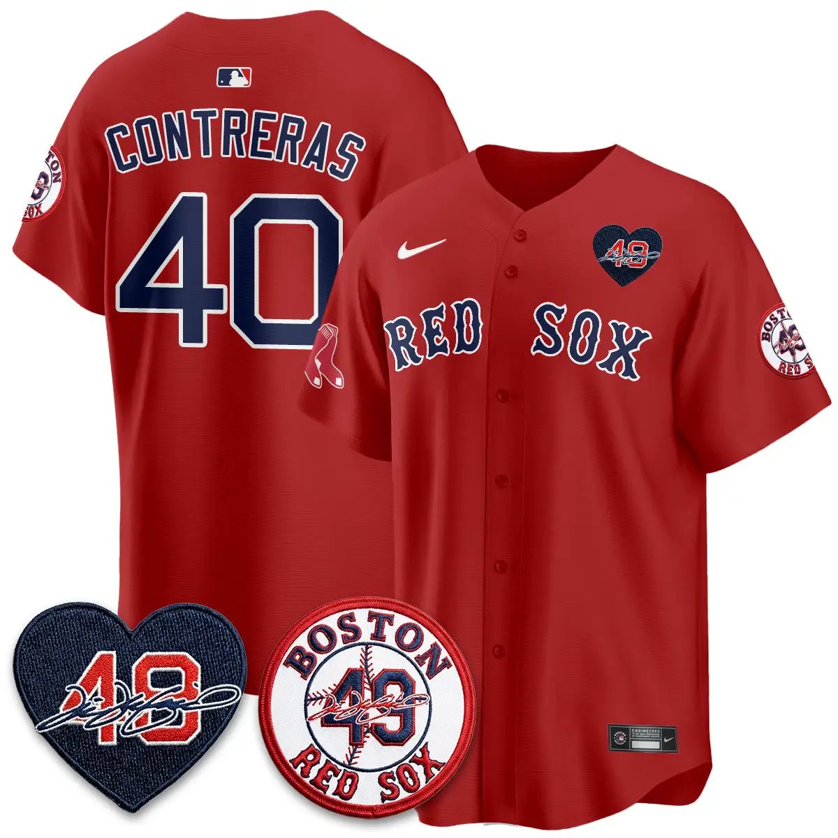 BOS Tim Wakefield Memorial Patch Vaper Premier Limited Red Jersey - All Stitched by Boston Red Sox
