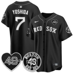 BOS Tim Wakefield Memorial Patch Vaper Premier Limited Gold Jersey - All Stitched by Boston Red Sox