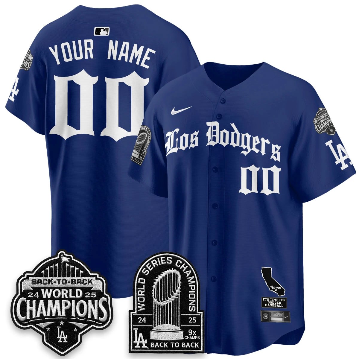 Los Angeles Dodgers World Series Champions Vapor Premier Limited Gothic Edition Custom Jersey - All Stitched by Los Angeles Dodgers