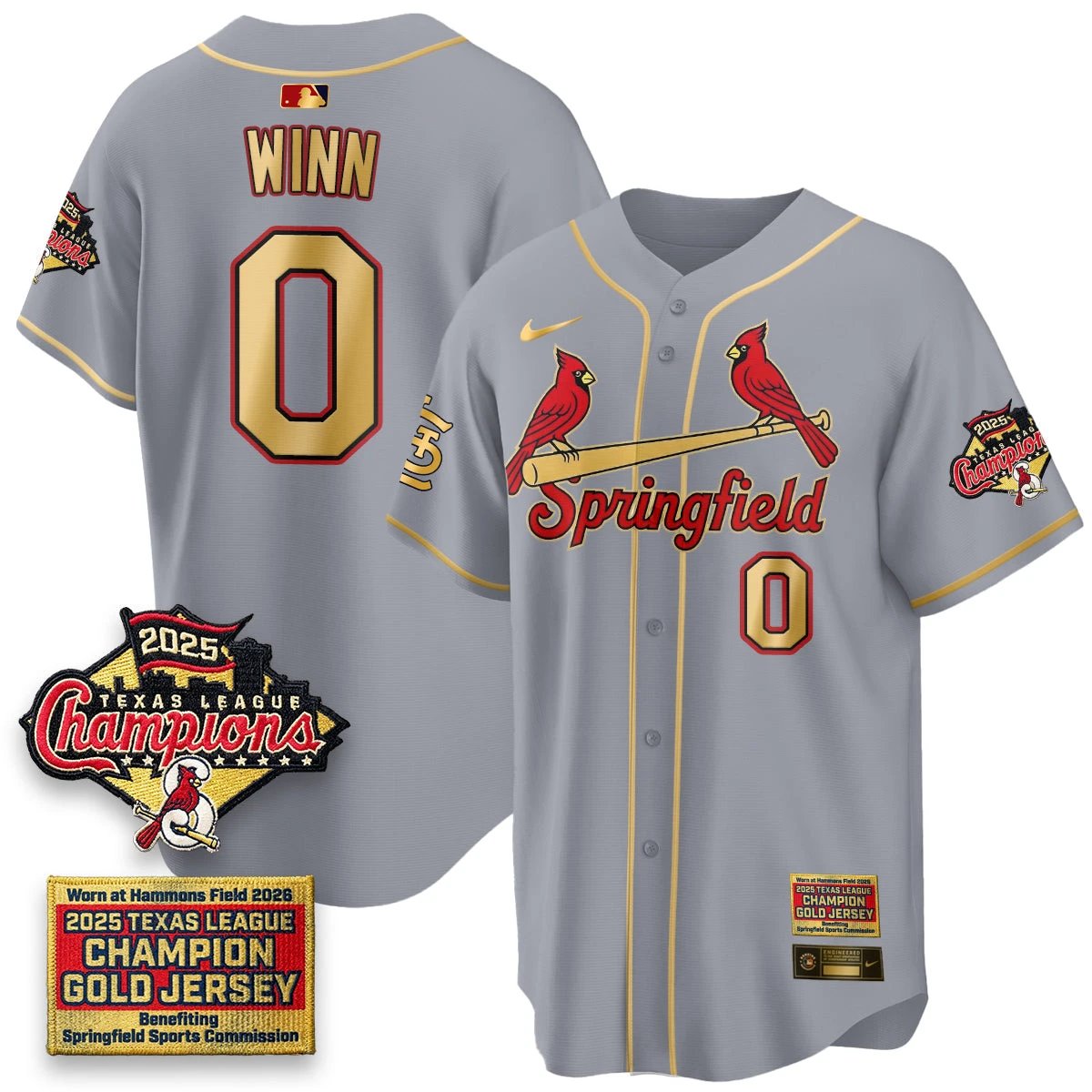 St. Louis Cardinals Springfield's Championship Gold Limited Jerseys - All Stitched by St. Louis Cardinals