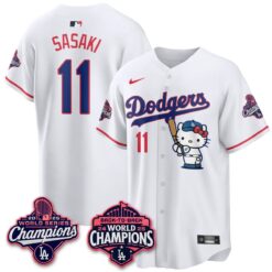 LAD x Hello Kitty Night 2026 Vapor White Jersey - All Stitched by Los Angeles Dodgers