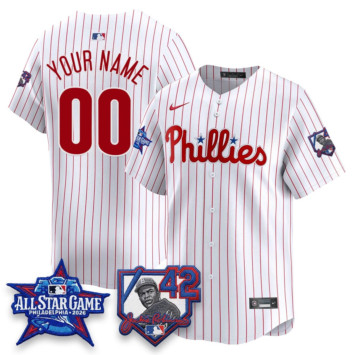 Philadelphia Phillies 2026 Jackie Robinson New Era - All Star Game Vapor Limited Custom Jersey - All Stitched by Philadelphia Phillies