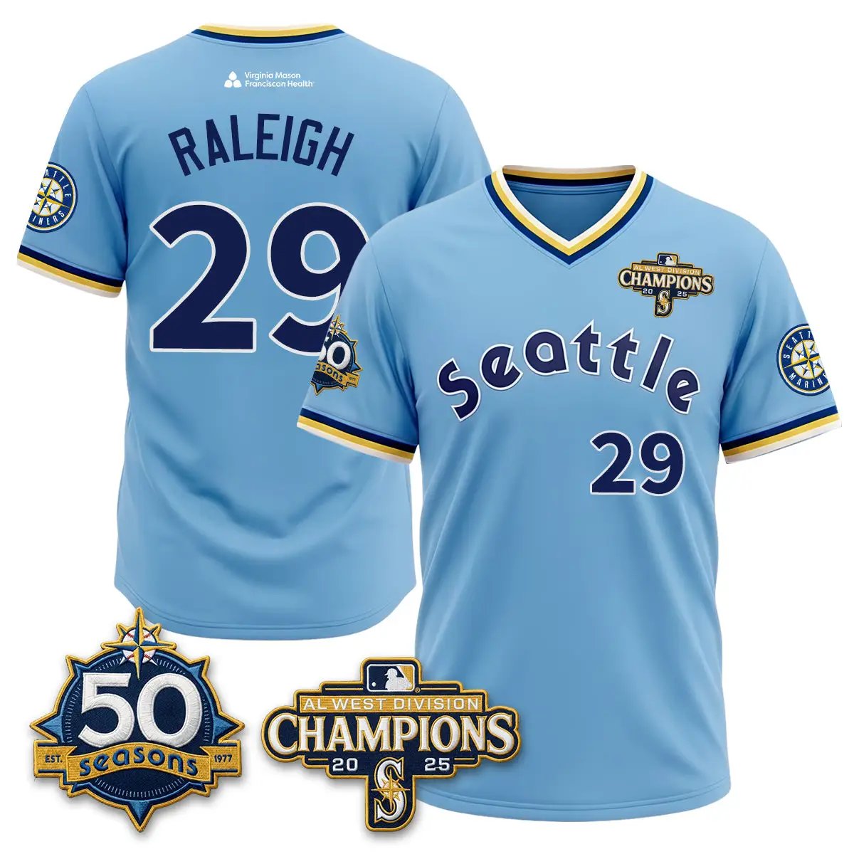 SEA 50th Anniversary Throwback Limited Jersey - All Stitched by Seattle Mariners