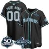SEA 50th Anniversary Black Out Style Vapor Premier Limited Custom Jersey - All Stitched by Seattle Mariners