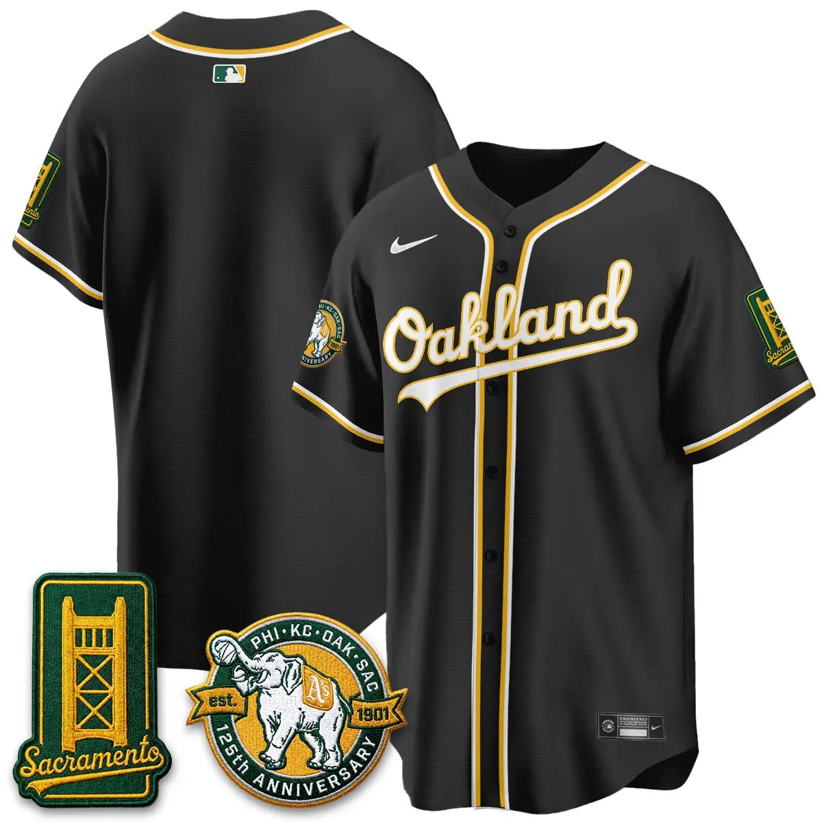 Oakland Athletics 2026 Black Out Style - Celebrating 125 Years - Limited Vapor Jersey - All Stitched by Oakland Athletics