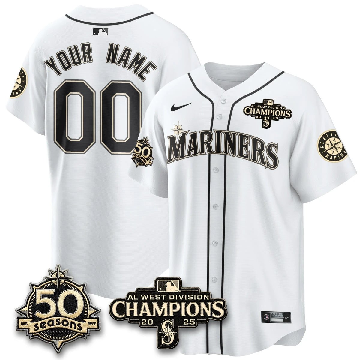 Seattle Mariners Vapor Premier Custom Limited Jersey - 50th Anniversary & AL West Division Champions - Steelheads Community Funds - All Stitched by Seattle Mariners