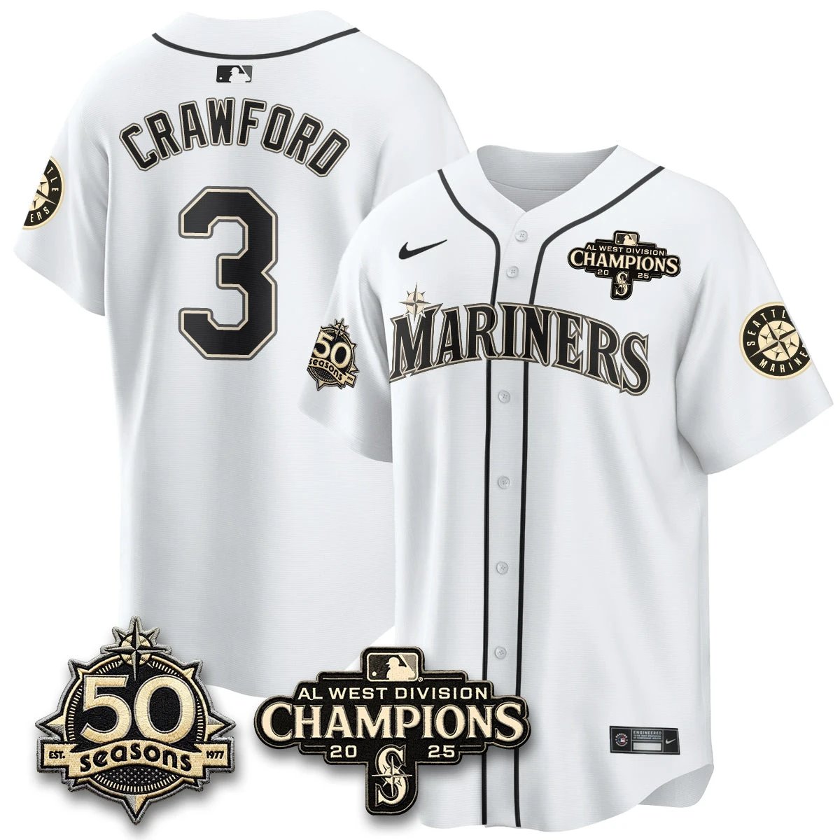 Seattle Mariners Vapor Premier Limited Jersey - 50th Anniversary & AL West Division Champions - Steelheads Community Funds - All Stitched by Seattle Mariners