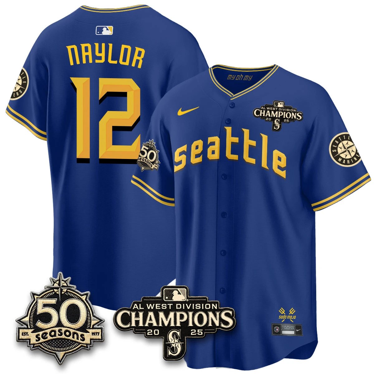 Seattle Mariners Vapor Premier Limited Jersey - 50th Anniversary & AL West Division Champions - Steelheads Community Funds - All Stitched by Seattle Mariners