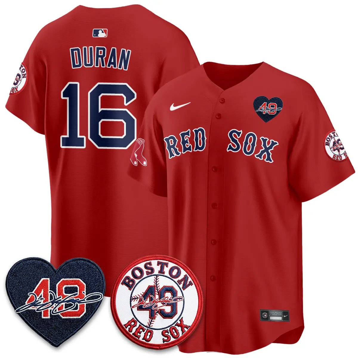BOS Tim Wakefield Memorial Patch Vaper Premier Limited Red Jersey - All Stitched by Boston Red Sox