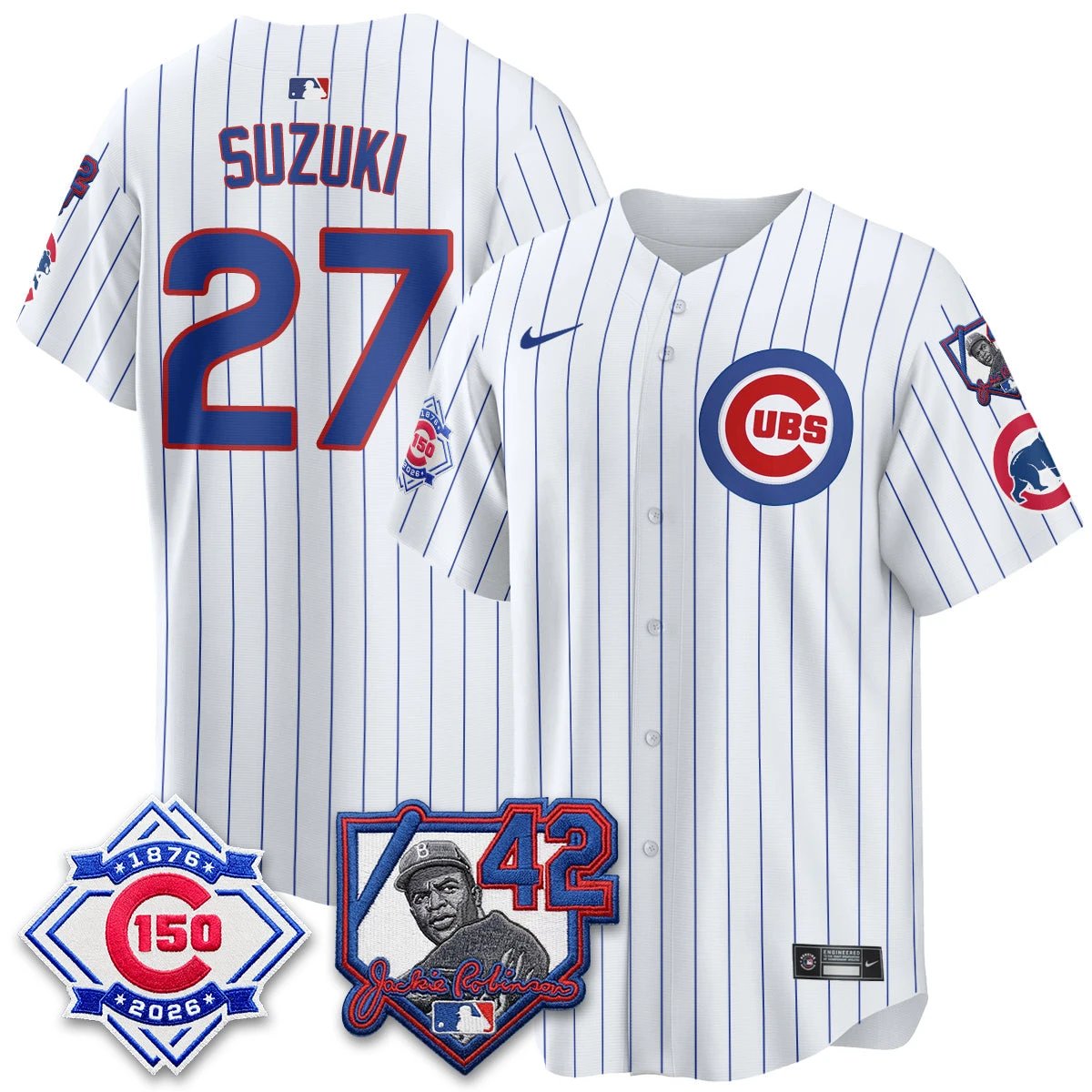 Chicago Cubs 150th Anniversary & Jackie Robinson Day Patch Vapor Premier Limited Jersey - All Stitched by Chicago Cubs