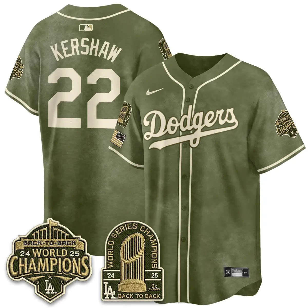LAD New Era Olive 2026 Armed Forces Day Jersey -All Stitched by Los Angeles Dodgers