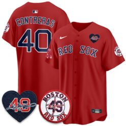 BOS Tim Wakefield Memorial Patch Vaper Premier Limited Gold Jersey - All Stitched by Boston Red Sox