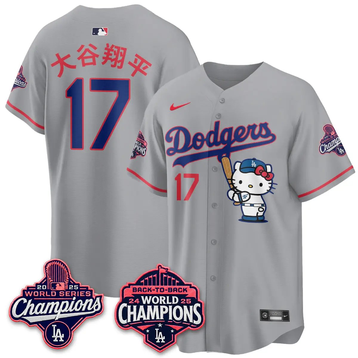 LAD x Hello Kitty Night 2026 Vapor White Jersey - All Stitched by Los Angeles Dodgers