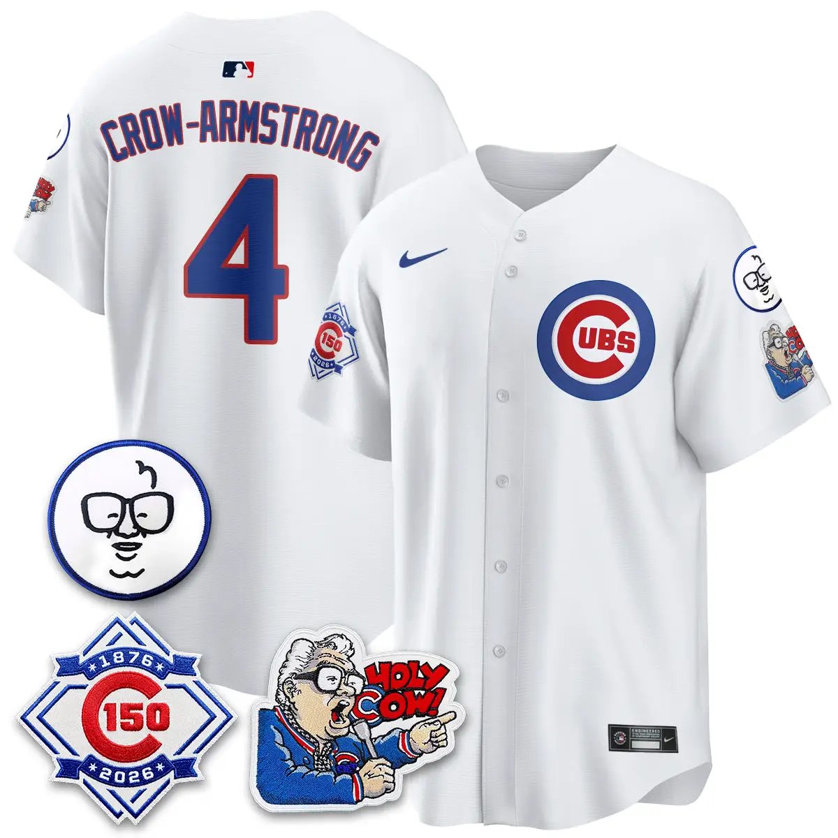 Chicago Cubs 150th Anniversary Harry Caray Holy Cow Vapor Premier Limited Jersey - All Stitched V2 by Chicago Cubs