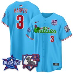 Philadelphia Phillies Phanatic 2026 New Era & 250th USA Vapor Limited Jersey - All Star Game - All Stitched by Philadelphia Phillies