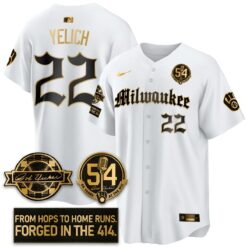 MIL Bob Uecker Patch Vapor Premier Limited Jersey - Gothic Edition - All Stitched by Milwaukee Brewers