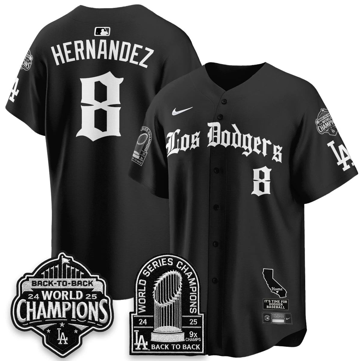 Los Angeles Dodgers World Series Champions Vapor Premier Limited Gothic Edition Jersey - All Stitched by Los Angeles Dodgers
