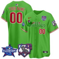 Philadelphia Phillies Phanatic 2026 New Era & 250th USA Vapor Limited Custom Jersey - All Star Game - All Stitched by Philadelphia Phillies
