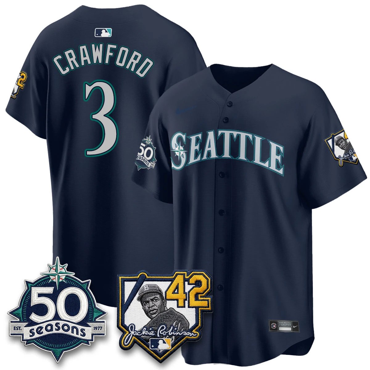 SEA 2026 Jackie Robinson New Era Vapor Limited Jersey - All Stitched by Seattle Mariners