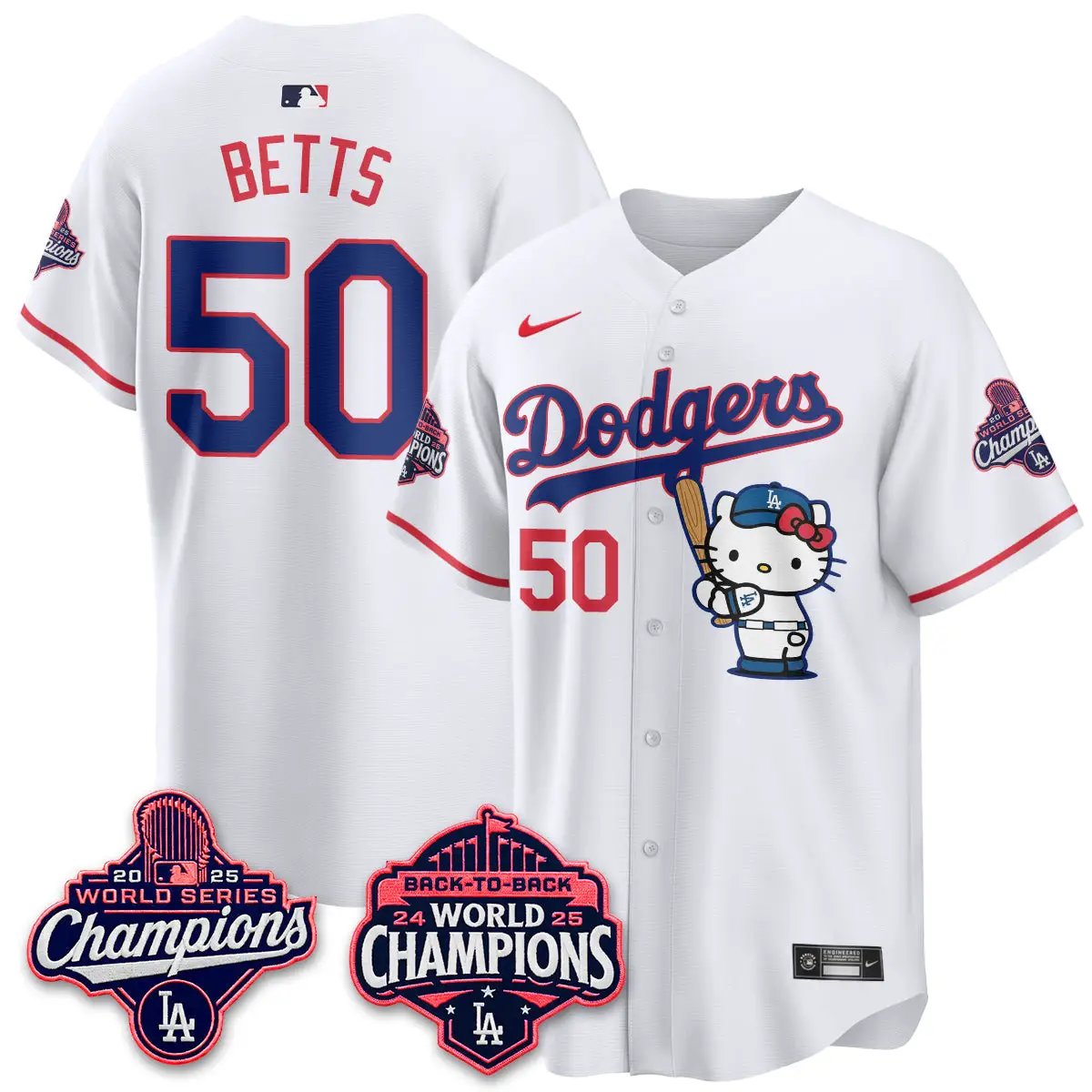 LAD x Hello Kitty Night 2026 Vapor White Jersey - All Stitched by Los Angeles Dodgers