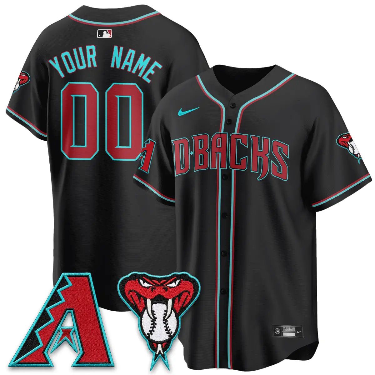 ARI Black Out Style Vapor Premier Limited Custom Jersey - All Stitched by Arizona Diamondbacks