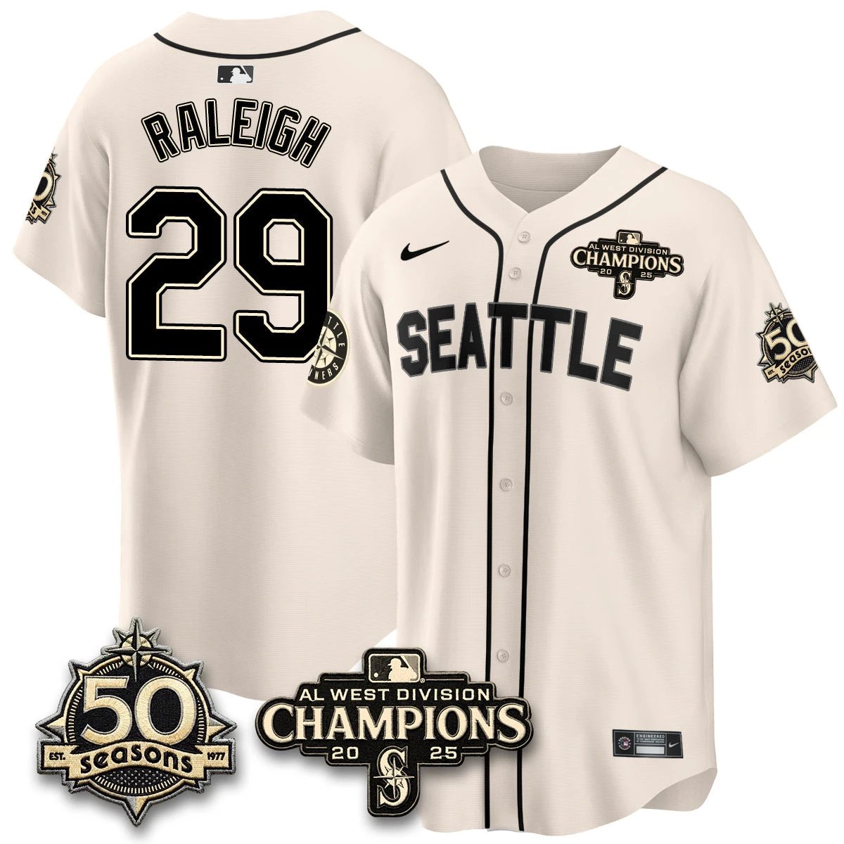 Seattle Mariners Vapor Premier Limited Jersey - 50th Anniversary & AL West Division Champions - Steelheads Community Funds - All Stitched by Seattle Mariners