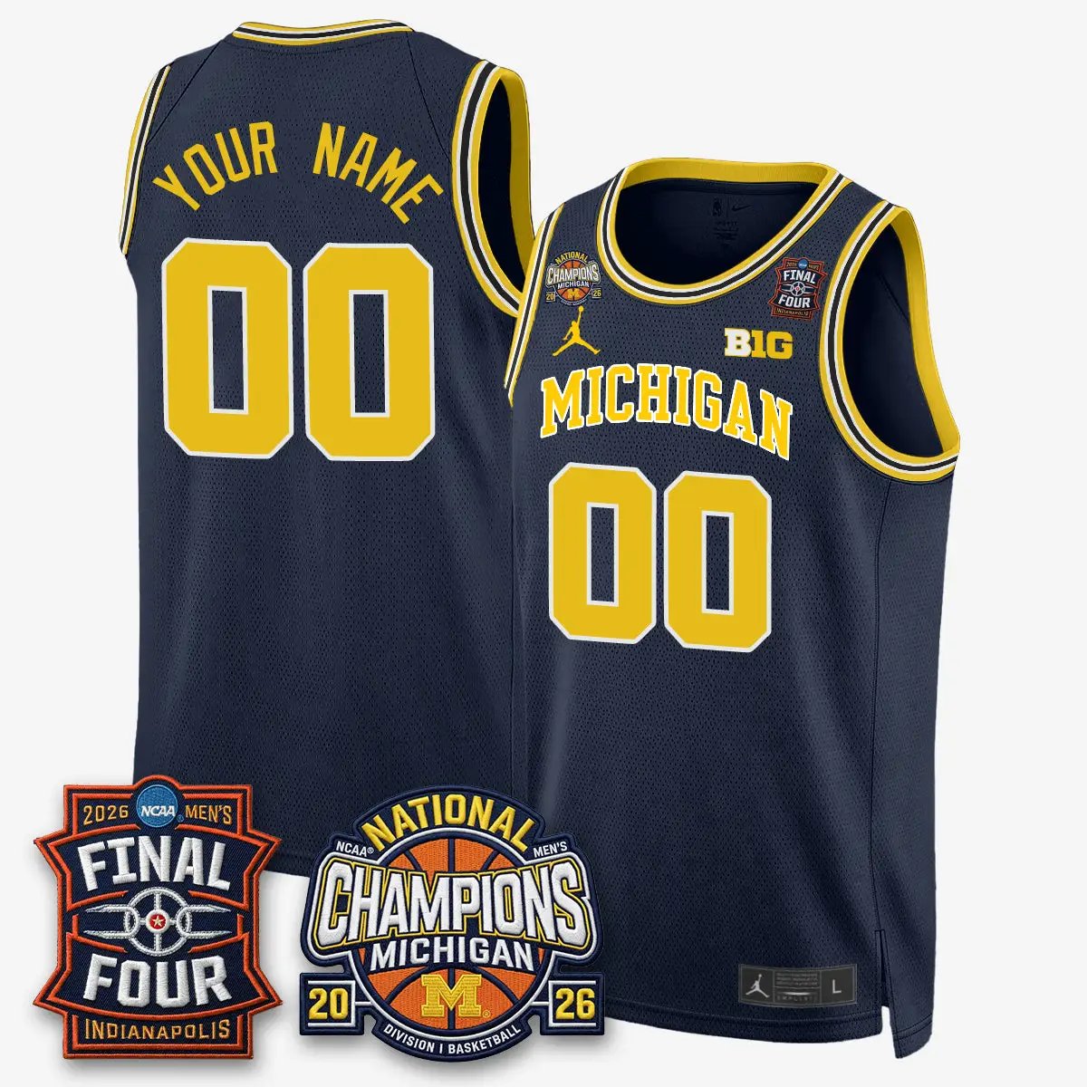 Michigan Wolverines Basketball National Champions Big Text Limited Vapor Custom Jersey - All Stitched by Michigan Wolverines