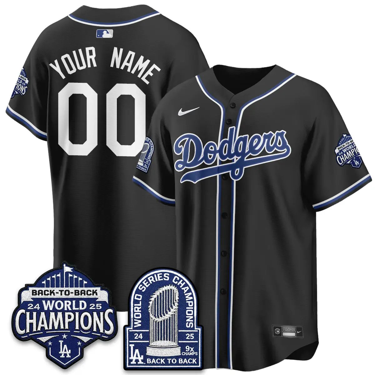 LAD 2026 Black Out Style Vapor Limited Custom Jersey - B2B Champs - All Stitched by Los Angeles Dodgers