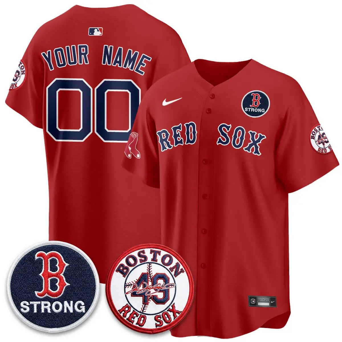 BOS Tim Wakefield Memorial Patch Vaper Premier Limited Custom Jersey - All Stitched V2 by Boston Red Sox