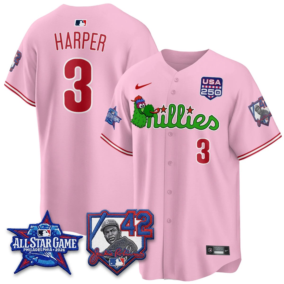 Philadelphia Phillies Phanatic 2026 New Era & 250th USA Vapor Limited Jersey - All Star Game - All Stitched by Philadelphia Phillies