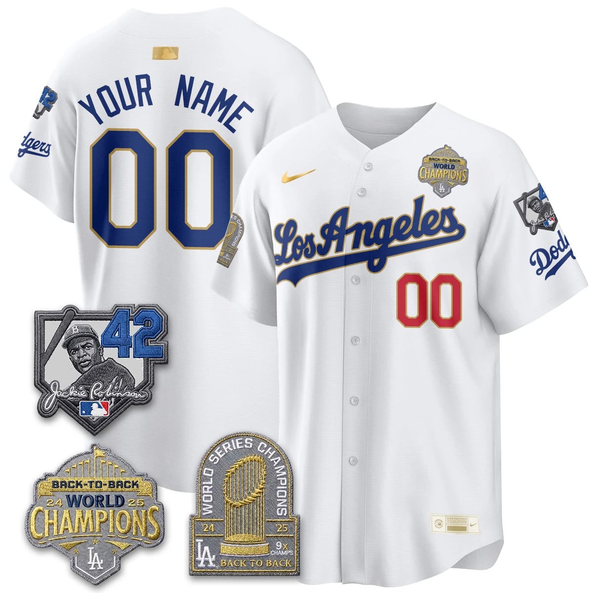 Los Angeles Dodgers 2026 New Era Gold Collection Vapor Custom Limited Jersey - B2B Champs - All Stitched by Los Angeles Dodgers