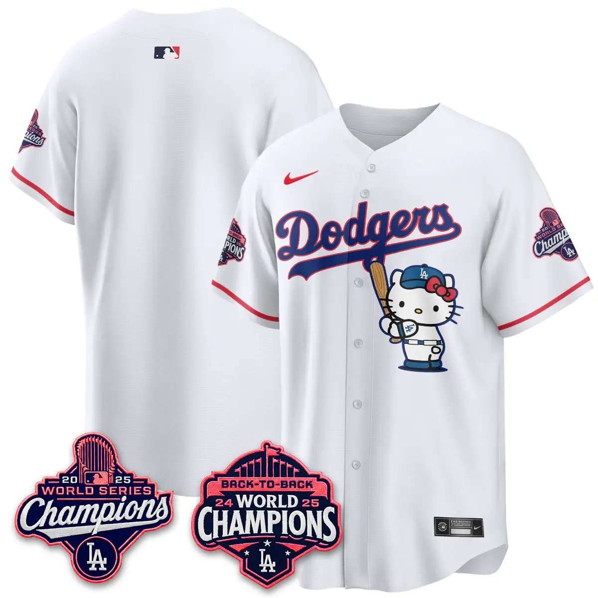 LAD x Hello Kitty Night 2026 Vapor White Jersey - All Stitched by Los Angeles Dodgers