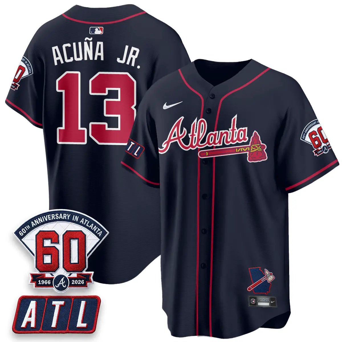 ATL 2026 60th Anniversary Vapor City Connect Limited Jersey - All Stitched by Atlanta Braves