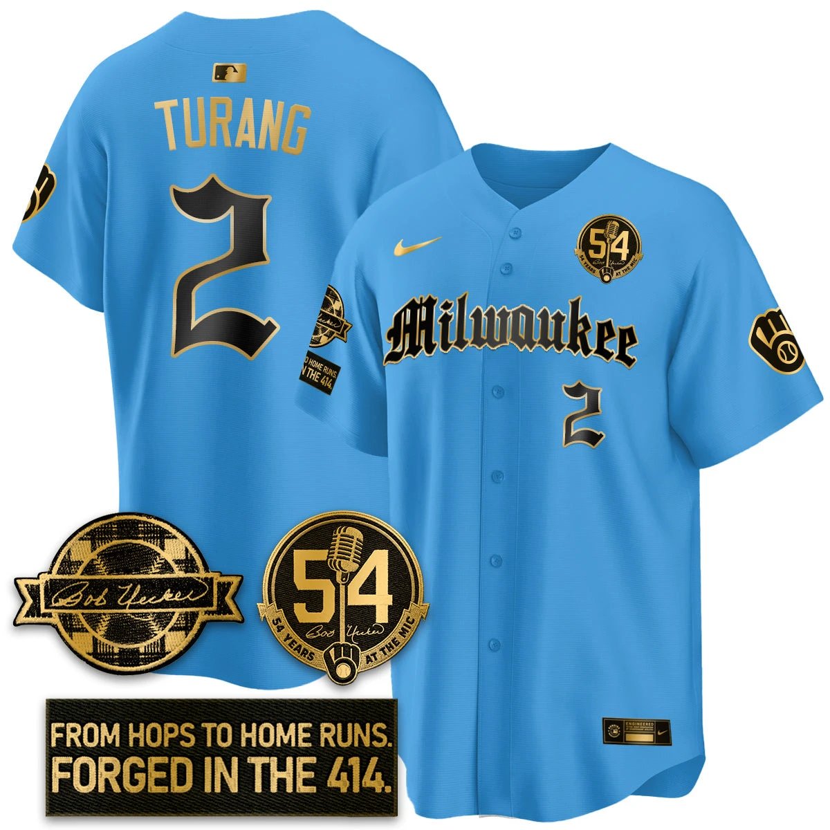 MIL Bob Uecker Patch Vapor Premier Limited Jersey - Gothic Edition - All Stitched by Milwaukee Brewers