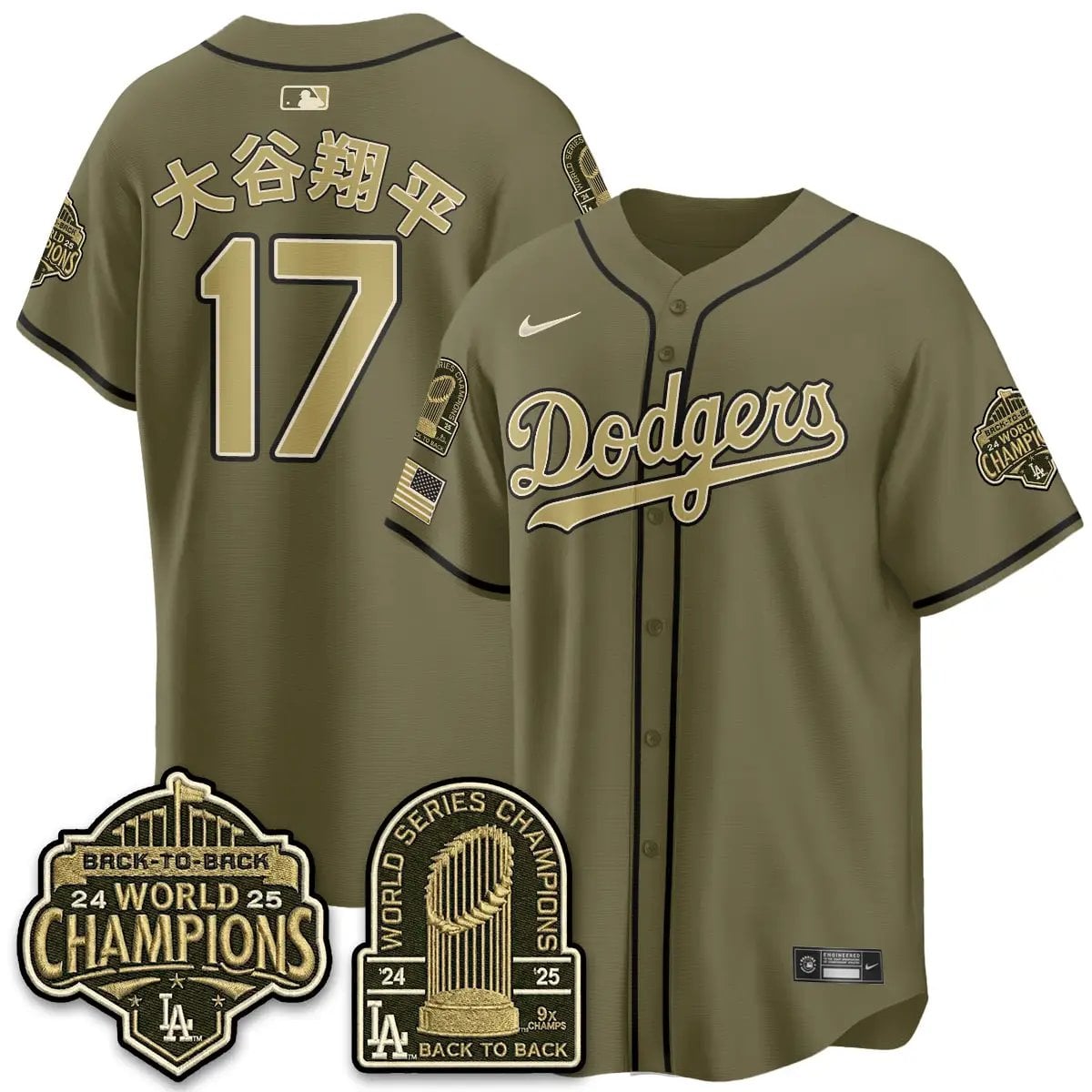 LAD New Era Olive 2026 Armed Forces Day Jersey -All Stitched by Los Angeles Dodgers