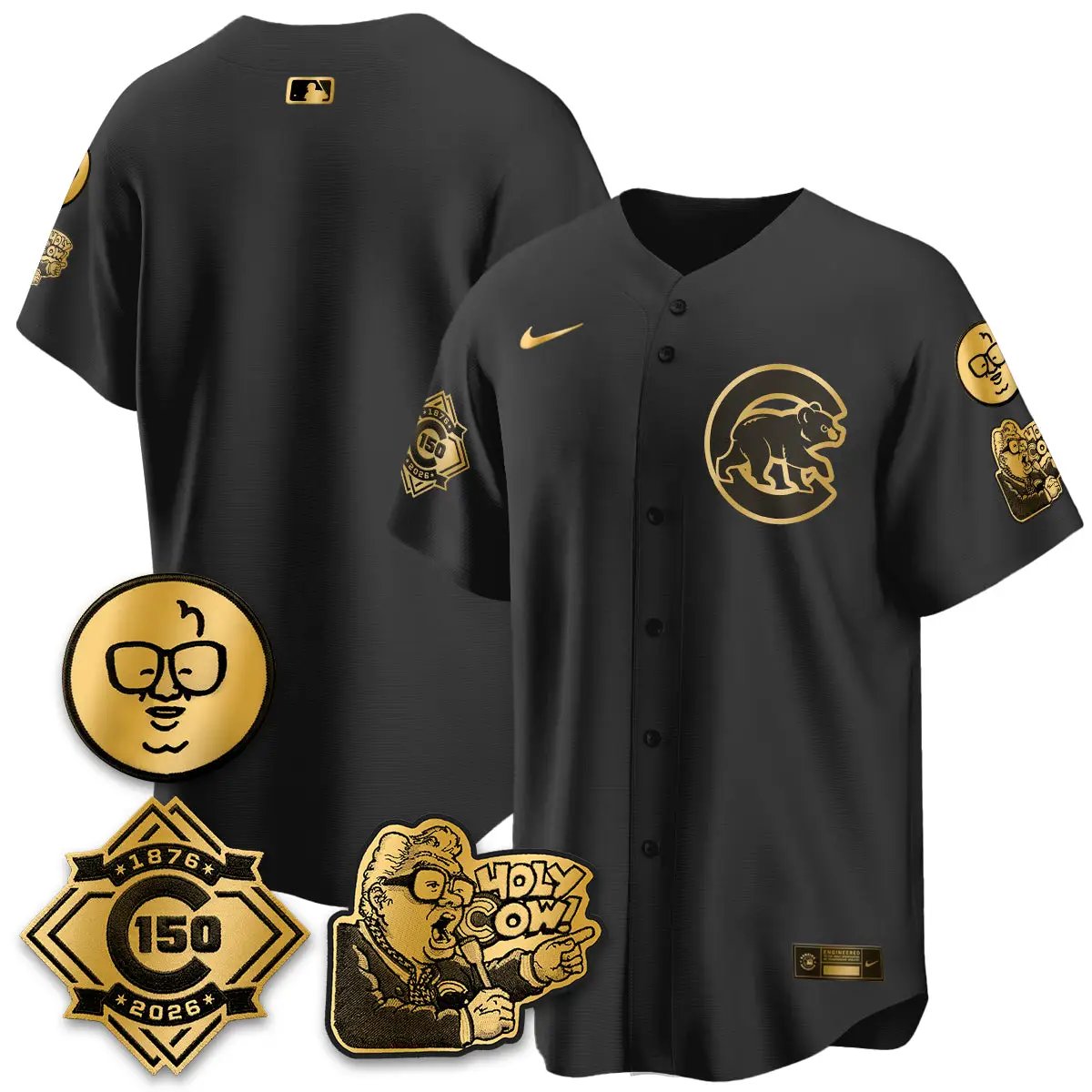 CHC 150th Anniversary Harry Caray Holy Cow Vapor Premier Limited Jersey - All Stitched V3 by Chicago Cubs