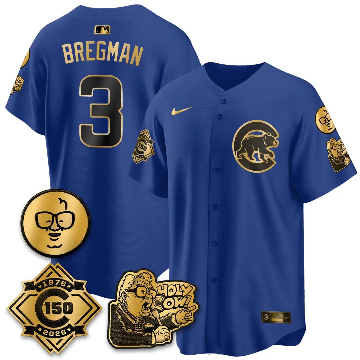 CHC 150th Anniversary Harry Caray Holy Cow Vapor Premier Limited Jersey - All Stitched V3 by Chicago Cubs