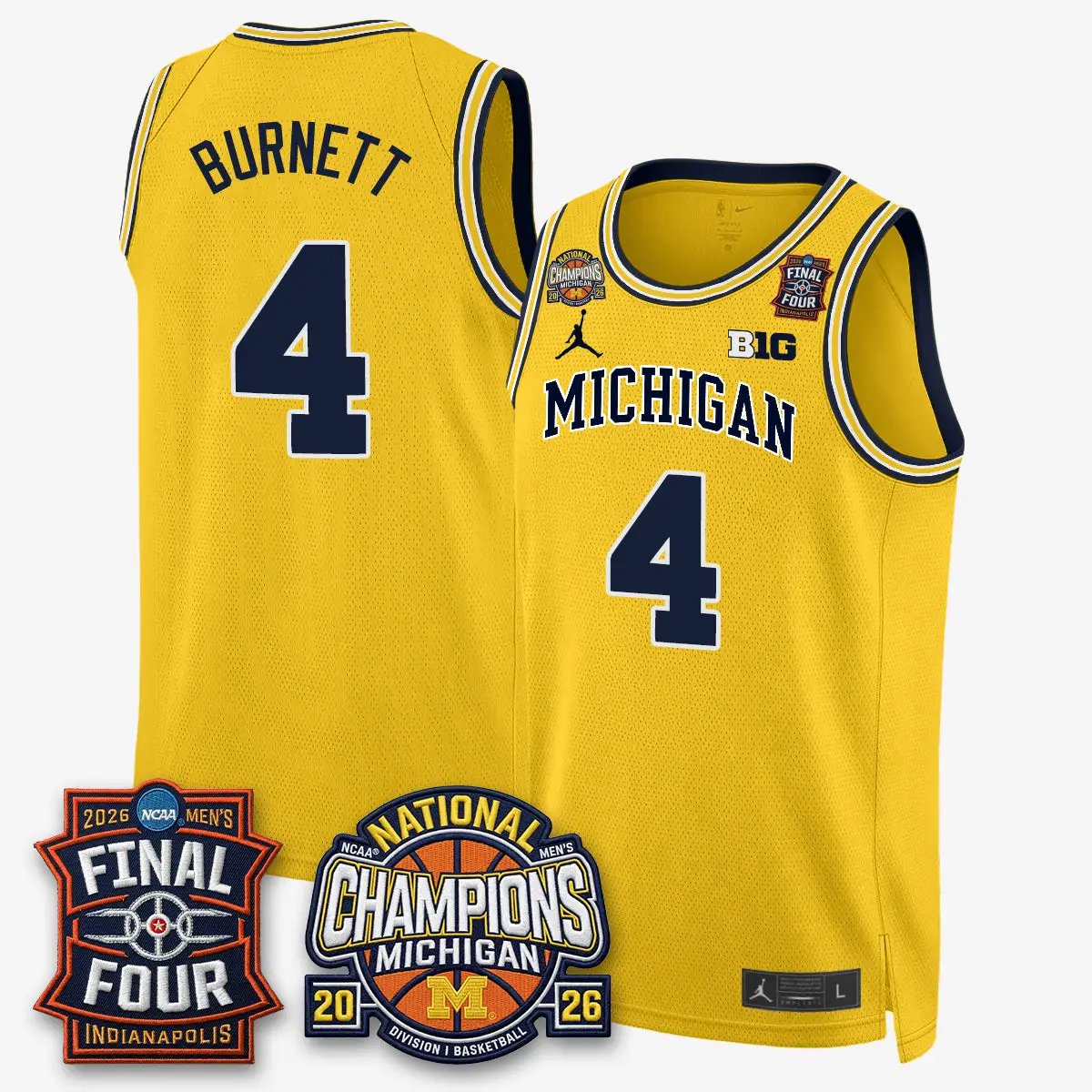 Michigan Wolverines Basketball National Champions Big Text Limited Vapor Jersey - All Stitched by Michigan Wolverines