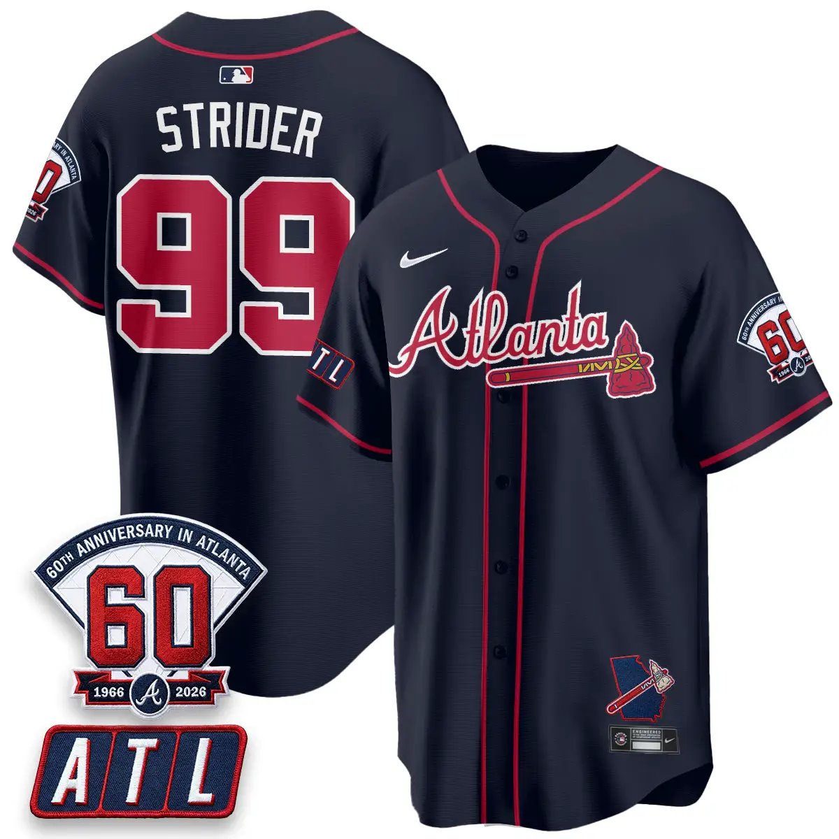 ATL 2026 60th Anniversary Vapor Limited Jersey - All Stitched by Atlanta Braves