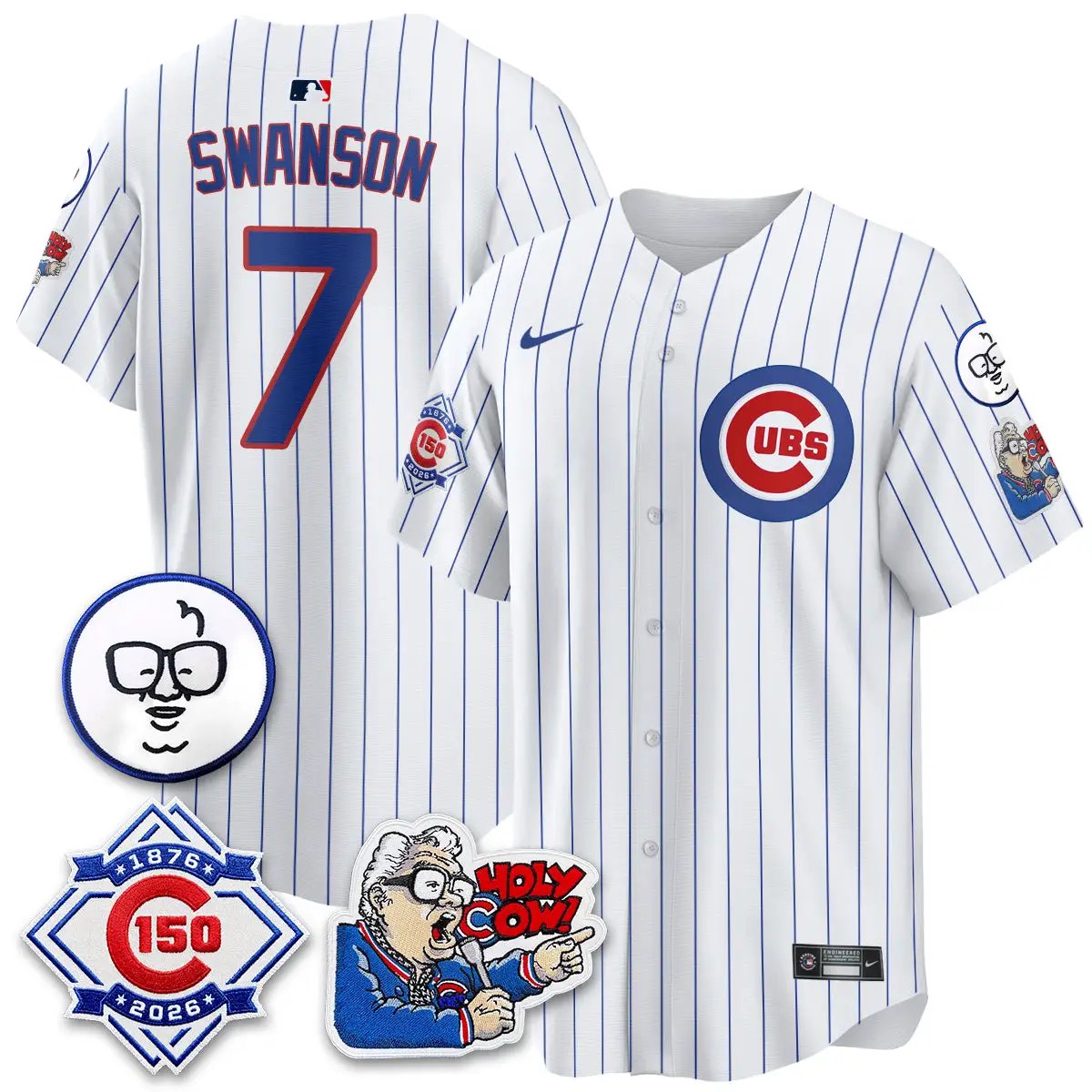 Chicago Cubs 150th Anniversary Harry Caray Holy Cow Vapor Premier Limited Jersey - All Stitched V2 by Chicago Cubs