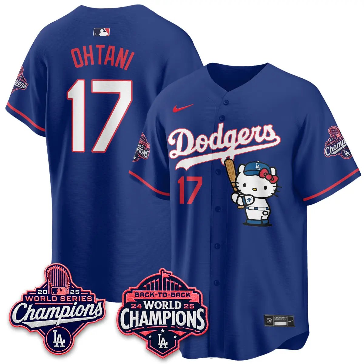 LAD x Hello Kitty Night 2026 Vapor White Jersey - All Stitched by Los Angeles Dodgers