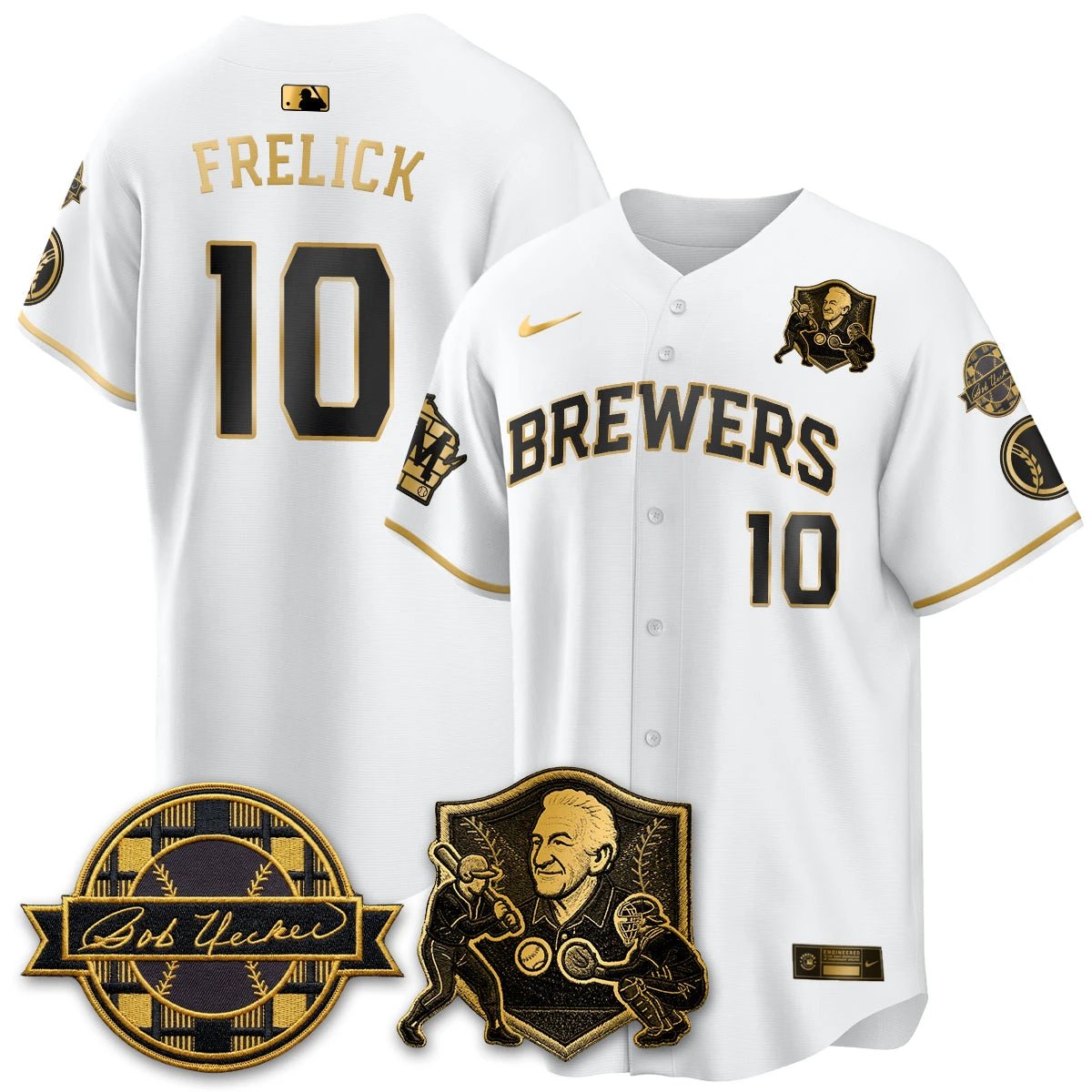 MIL Bob Uecker - 54 Seasons for Brewers' Vapor Limited Gold Jersey - All Stitched by Milwaukee Brewers