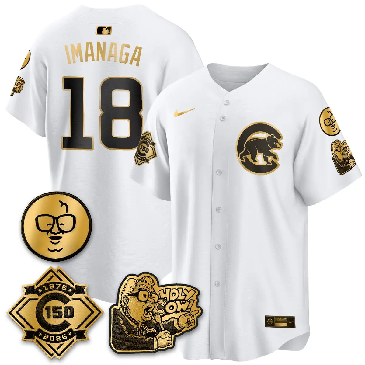 CHC 150th Anniversary Harry Caray Holy Cow Vapor Premier Limited Jersey - All Stitched V3 by Chicago Cubs