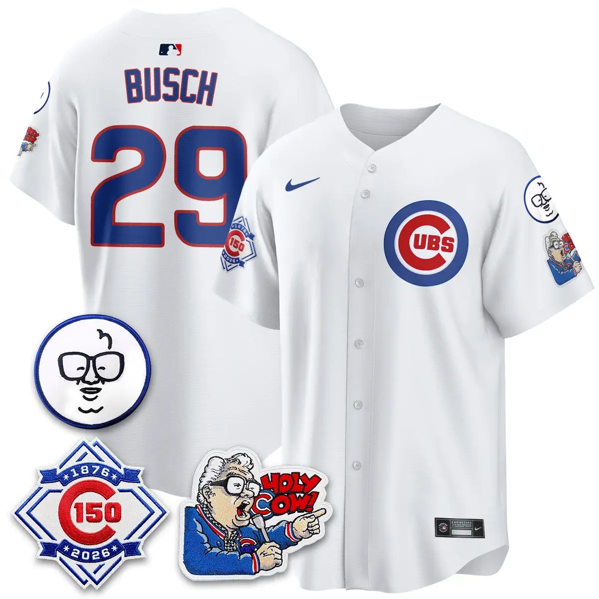 Chicago Cubs 150th Anniversary Harry Caray Holy Cow Vapor Premier Limited Jersey - All Stitched V2 by Chicago Cubs