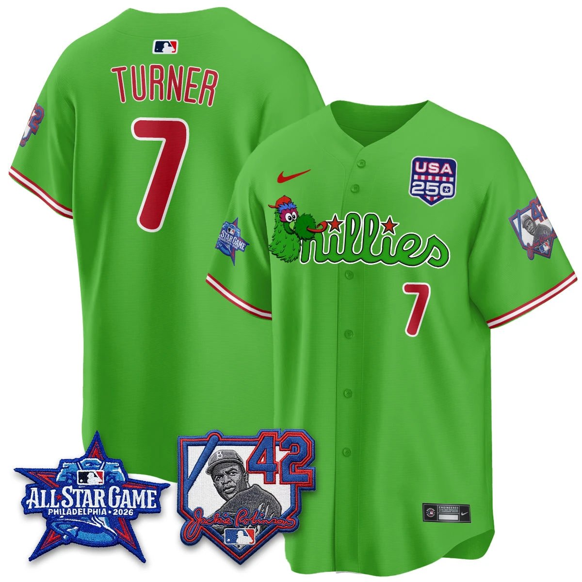 Philadelphia Phillies Phanatic 2026 New Era & 250th USA Vapor Limited Jersey - All Star Game - All Stitched by Philadelphia Phillies