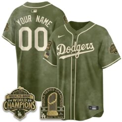 LAD New Era Olive 2026 Armed Forces Day Custom Jersey -All Stitched by Los Angeles Dodgers