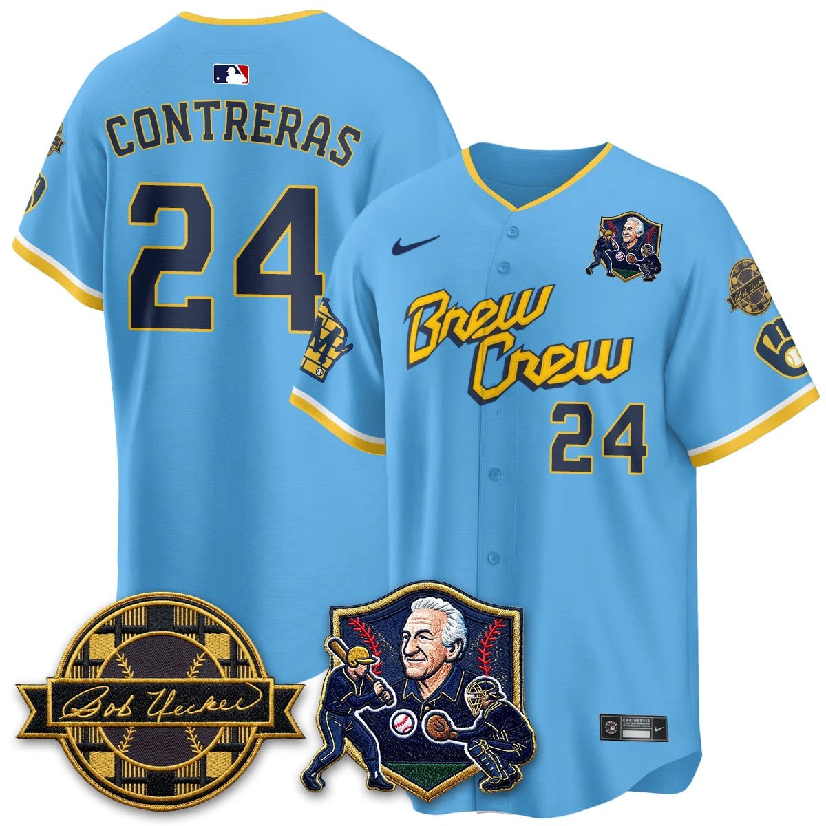 MIL Bob Uecker - 54 Seasons for Brewers' Vapor Limited Gold Jersey - All Stitched by Milwaukee Brewers
