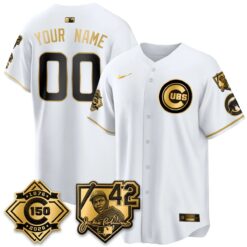 Chicago Cubs 150th Anniversary & Jackie Robinson Day Patch Vapor Premier Limited Custom Jersey - All Stitched by Chicago Cubs