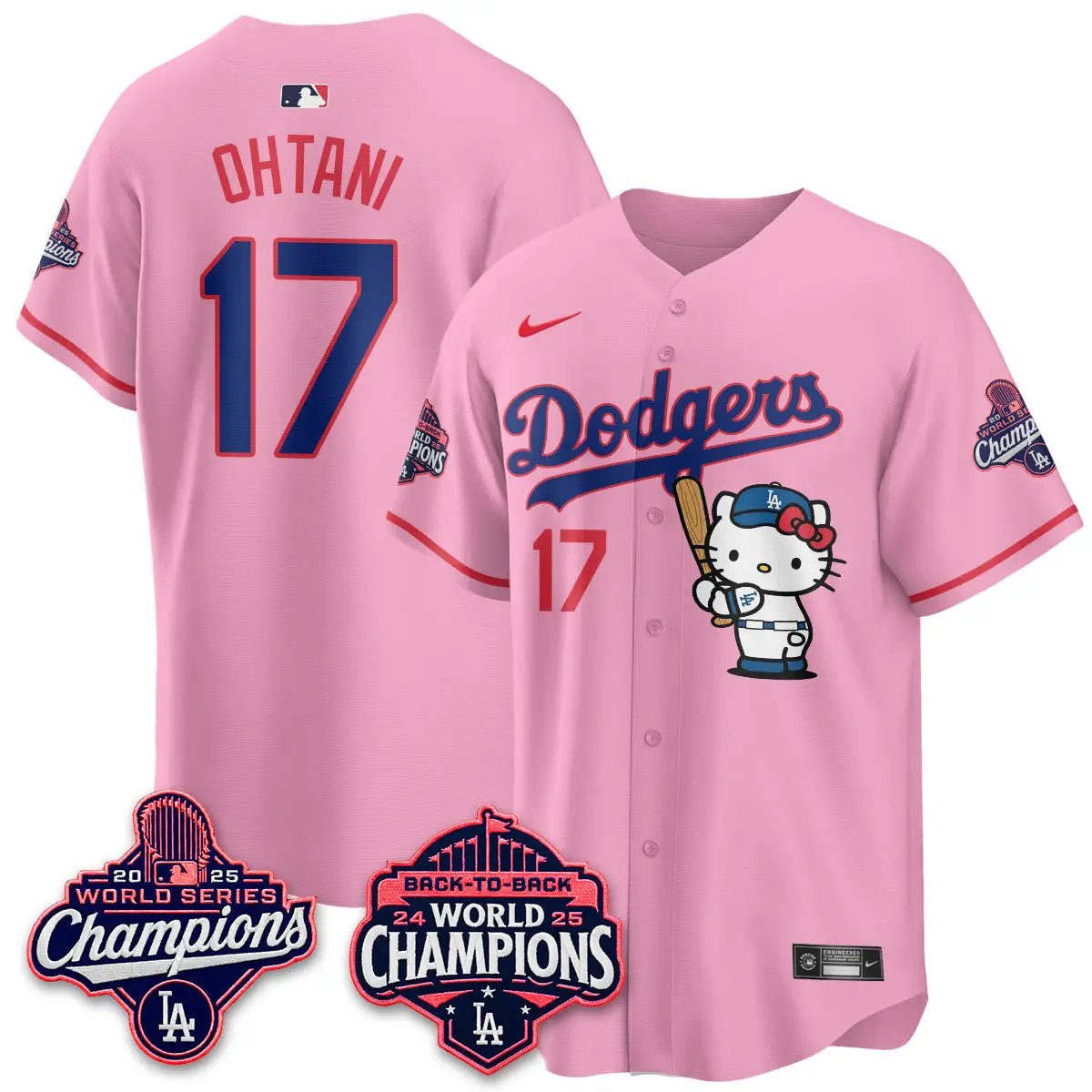 LAD x Hello Kitty Night 2026 Vapor White Jersey - All Stitched by Los Angeles Dodgers