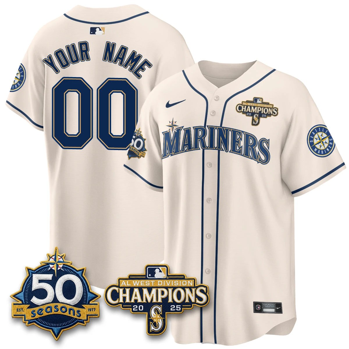 Seattle Mariners Vapor Premier Custom Limited Jersey - 50th Anniversary & AL West Division Champions - Steelheads Community Funds - All Stitched by Seattle Mariners